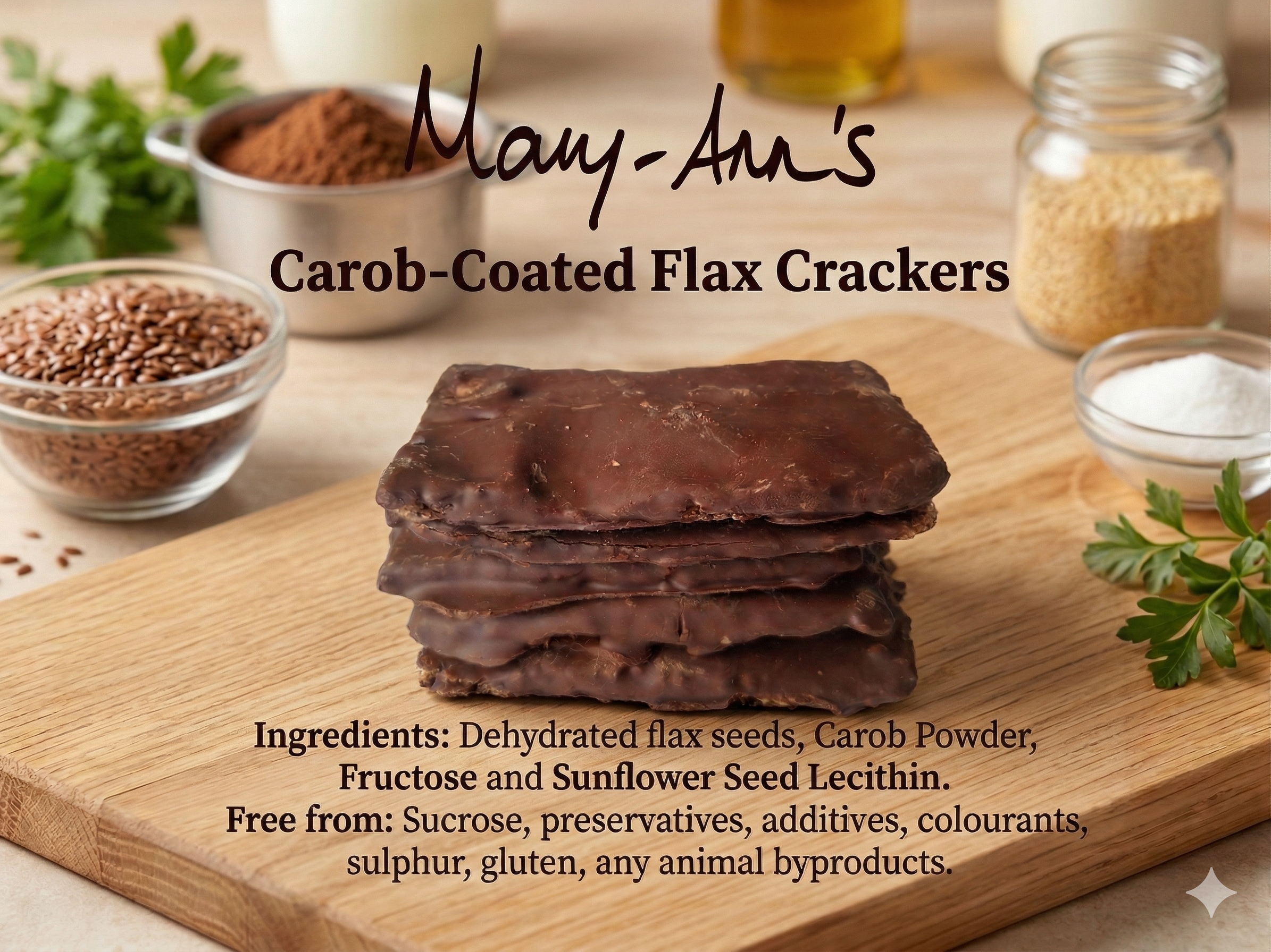 Flax Crackers - Carob and Vanilla (150g)
