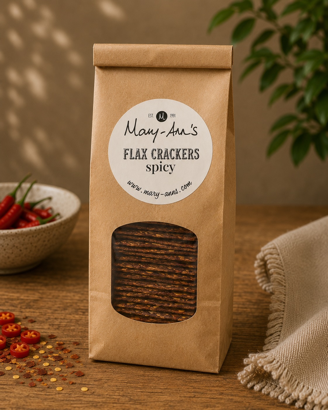 Flax Crackers - Spicy (180g)